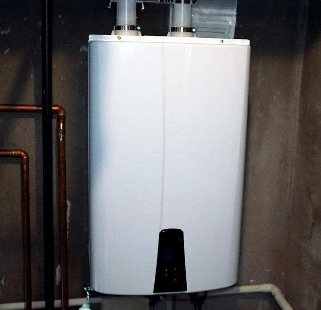 Water heater unit inside a home.