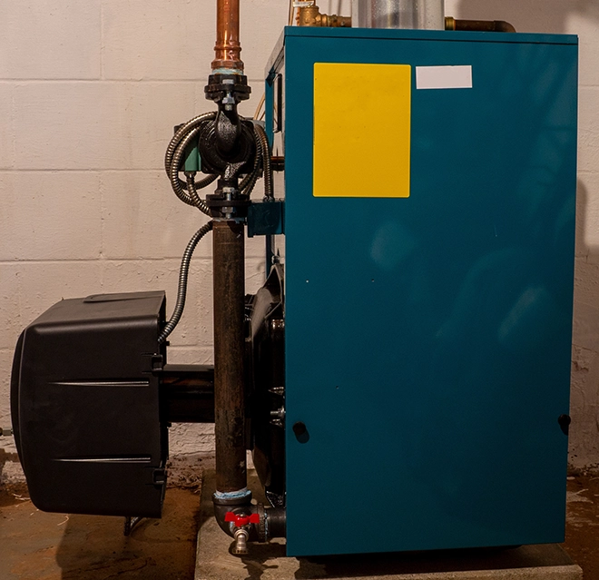 A picture of an oil furnace.