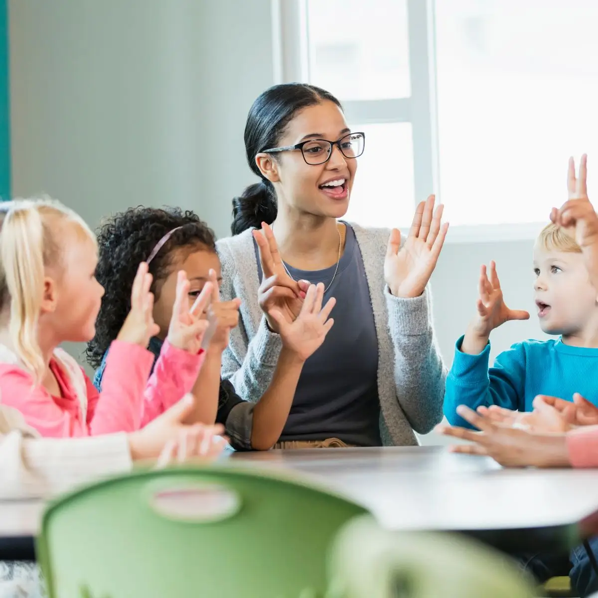 Teacher and children's.