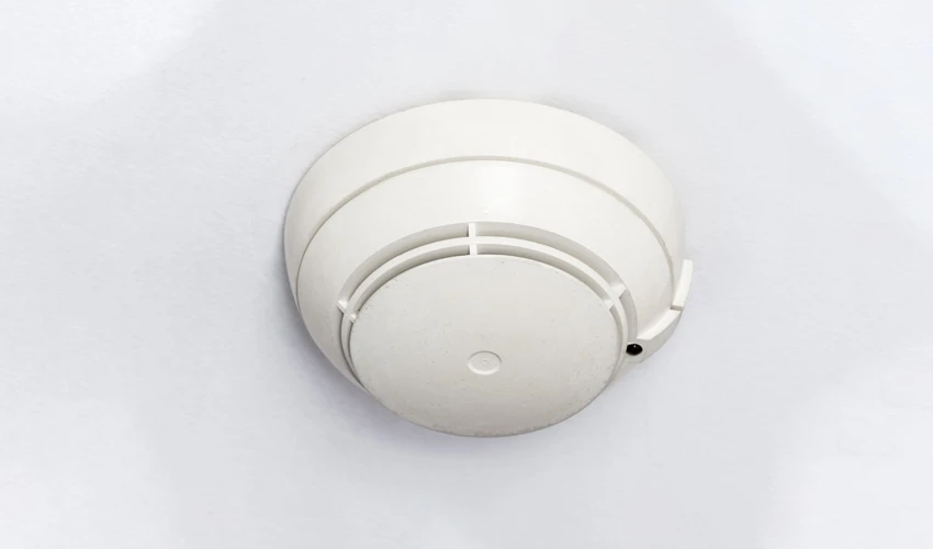 Smoke detector mounted on ceiling