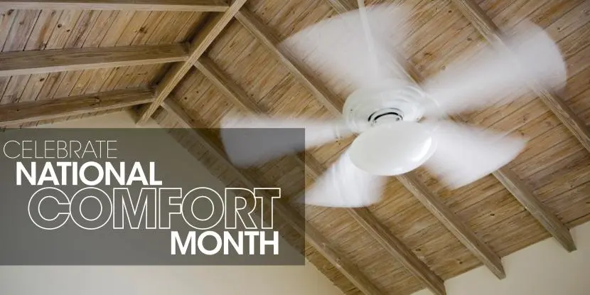 Ceiling fan with text: 