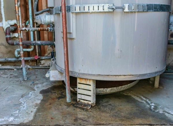 Boiler leaking in the basement of a residential home.